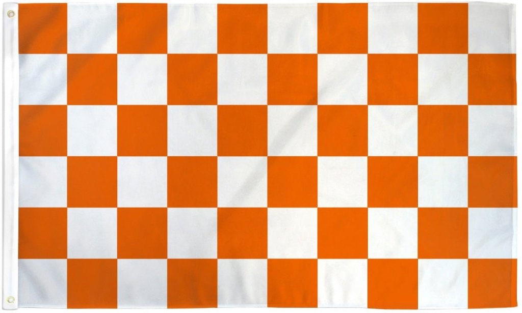 Orange & White Checkered Flag 3x5ft Poly - Flags Importer