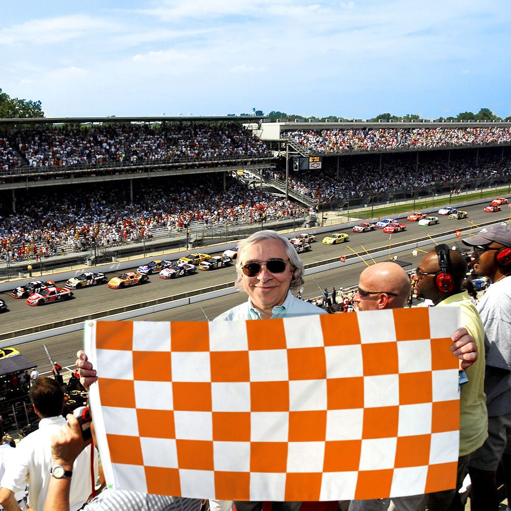 Orange & White Checkered Flag 3x5ft Poly - Flags Importer