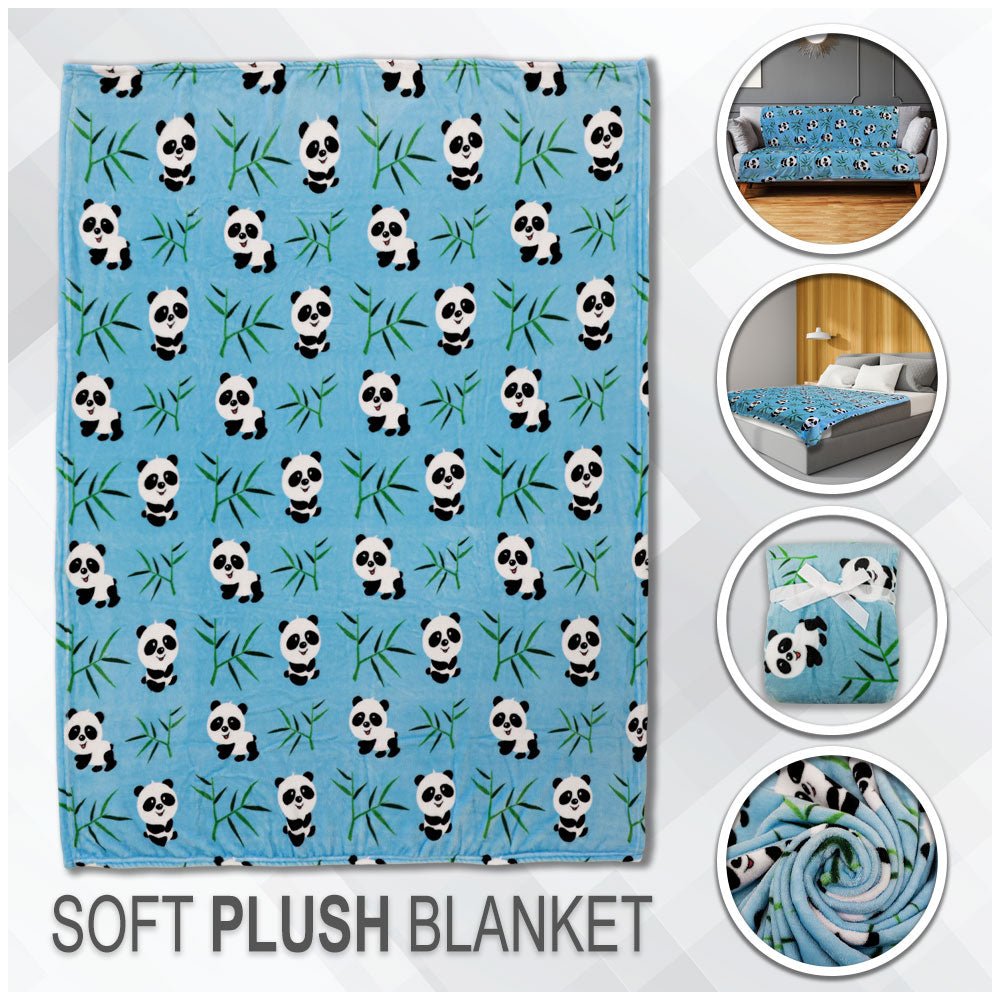 Pandas (Blue) Soft Plush 50x60in Blanket - Flags Importer