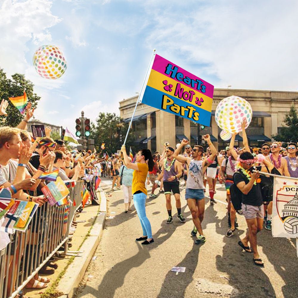 Pansexual (Hearts Not Parts) Flag 3x5ft Poly - Flags Importer