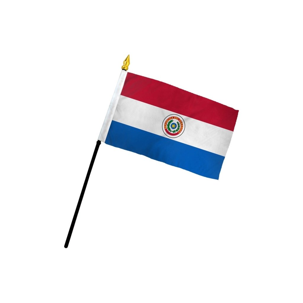 Paraguay 4x6in Stick Flag - Flags Importer