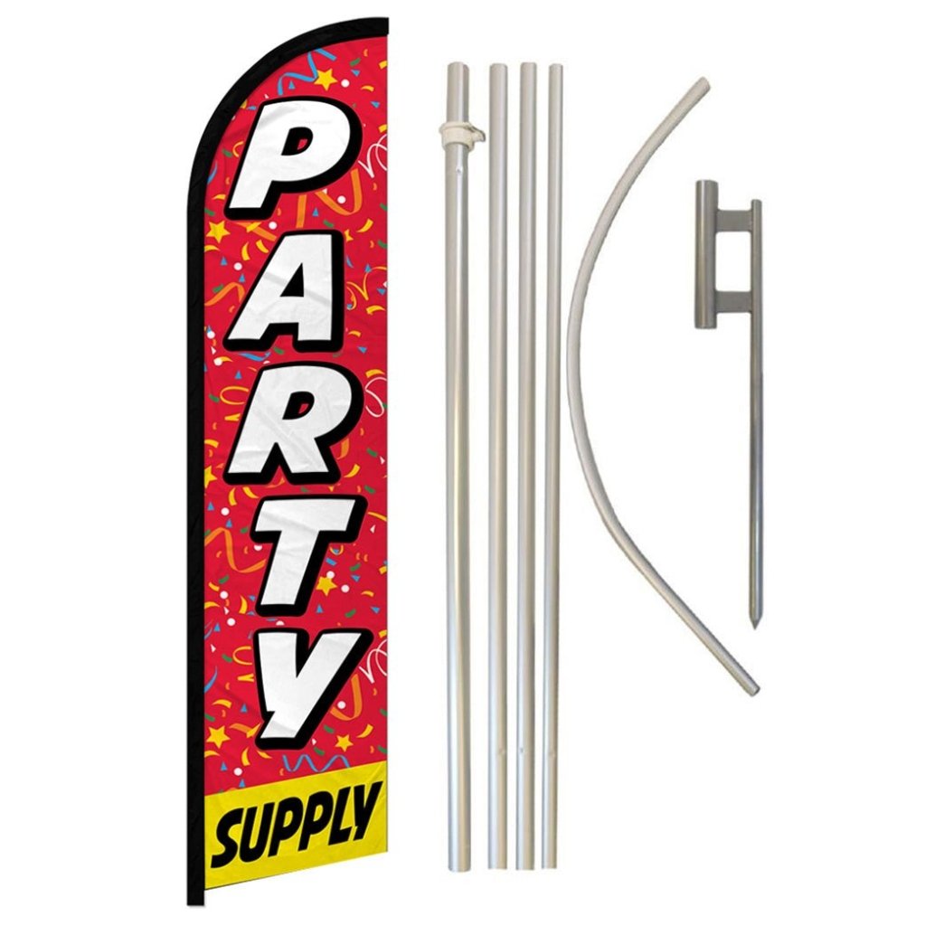 Party Supply Windless Banner Flag & Pole Kit - Flags Importer