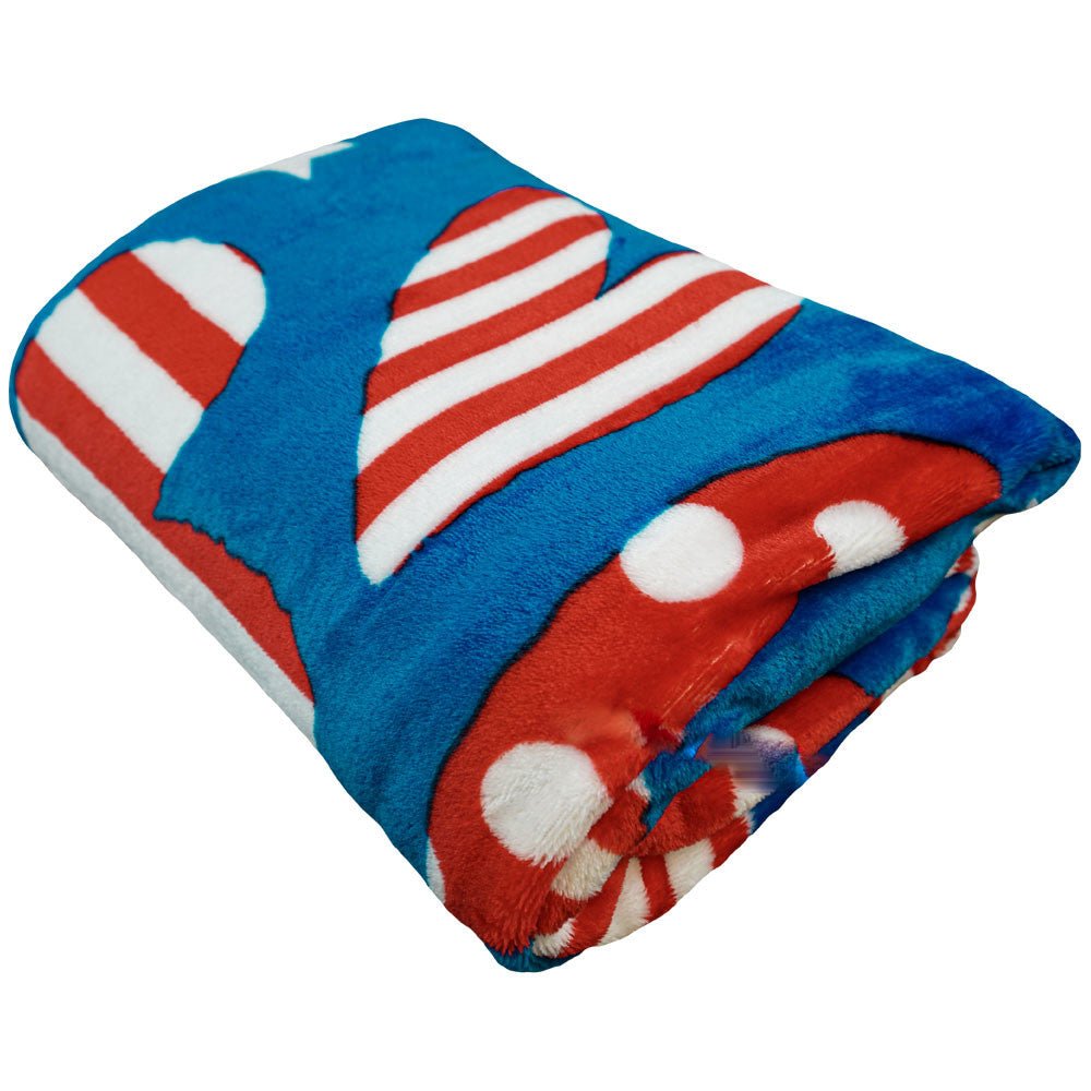 Patriotic Hearts Soft Plush 50x60in Blanket - Flags Importer