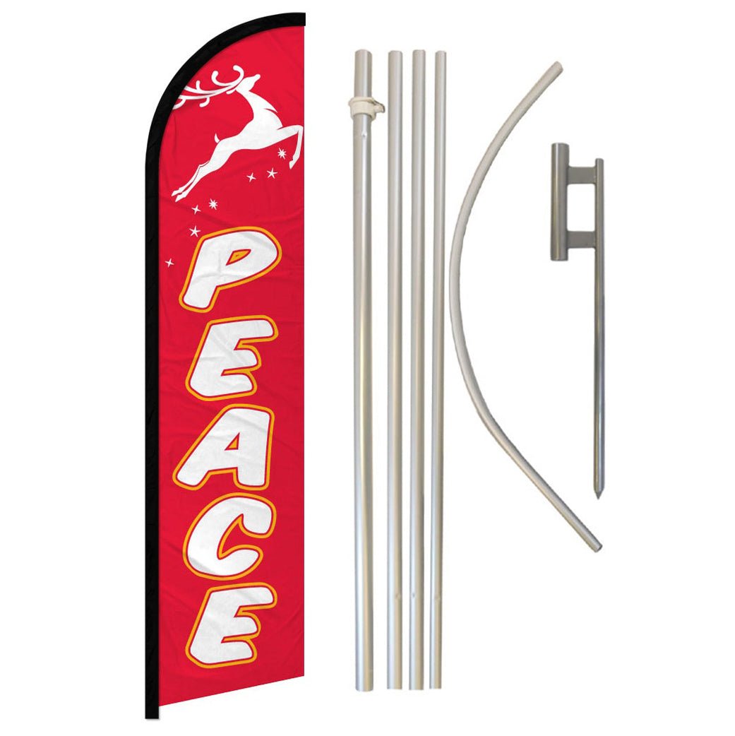 Peace (Reindeer) Windless Banner Flag & Pole Kit - Flags Importer