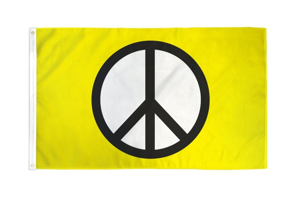 Peace (Yellow) Flag 3x5ft Poly - Flags Importer