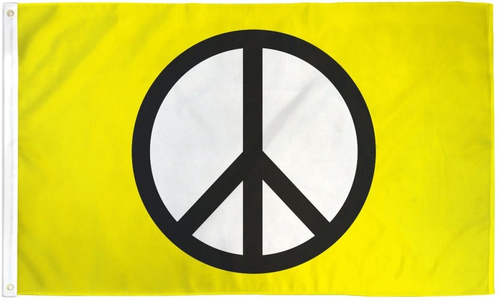 Peace (Yellow) Flag 3x5ft Poly - Flags Importer