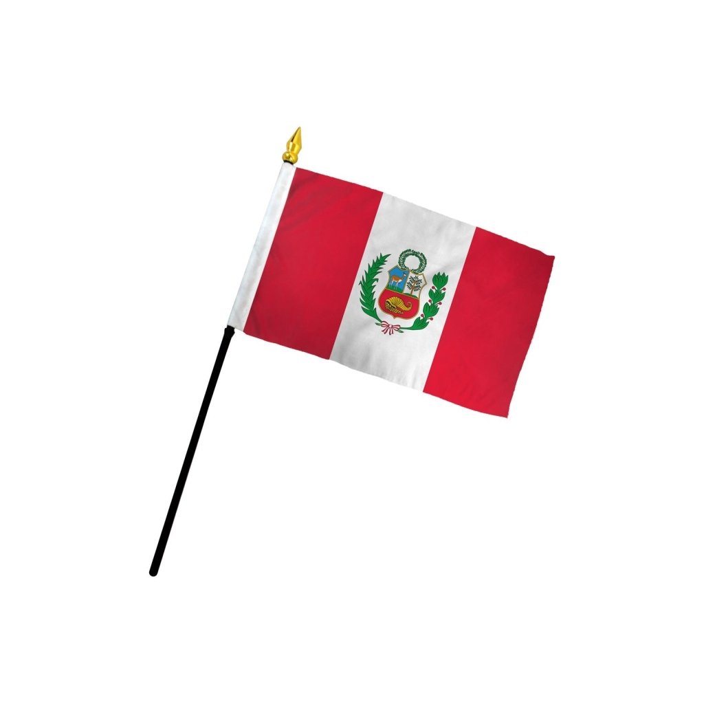 Peru 4x6in Stick Flag - Flags Importer