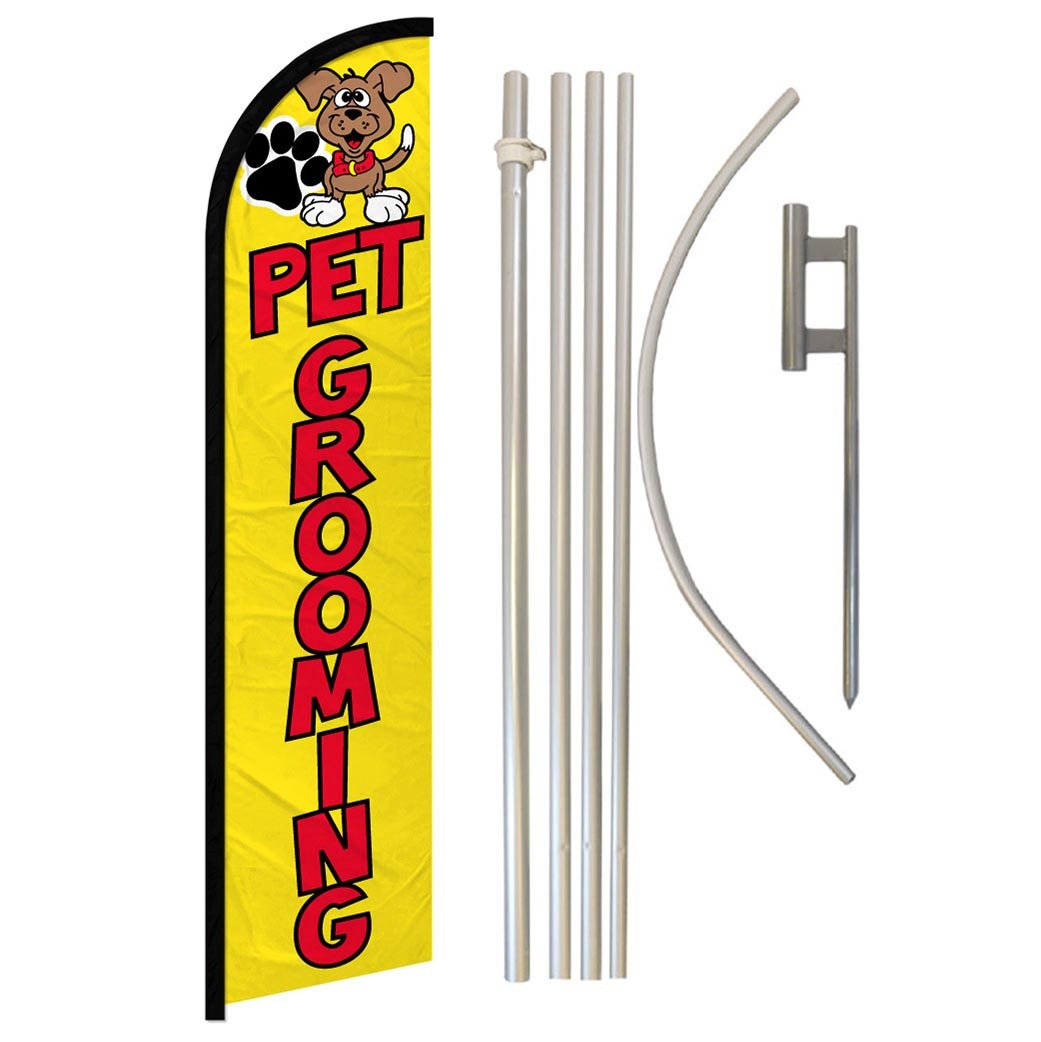 Pet Grooming Windless Banner Flag & Pole Kit - Flags Importer