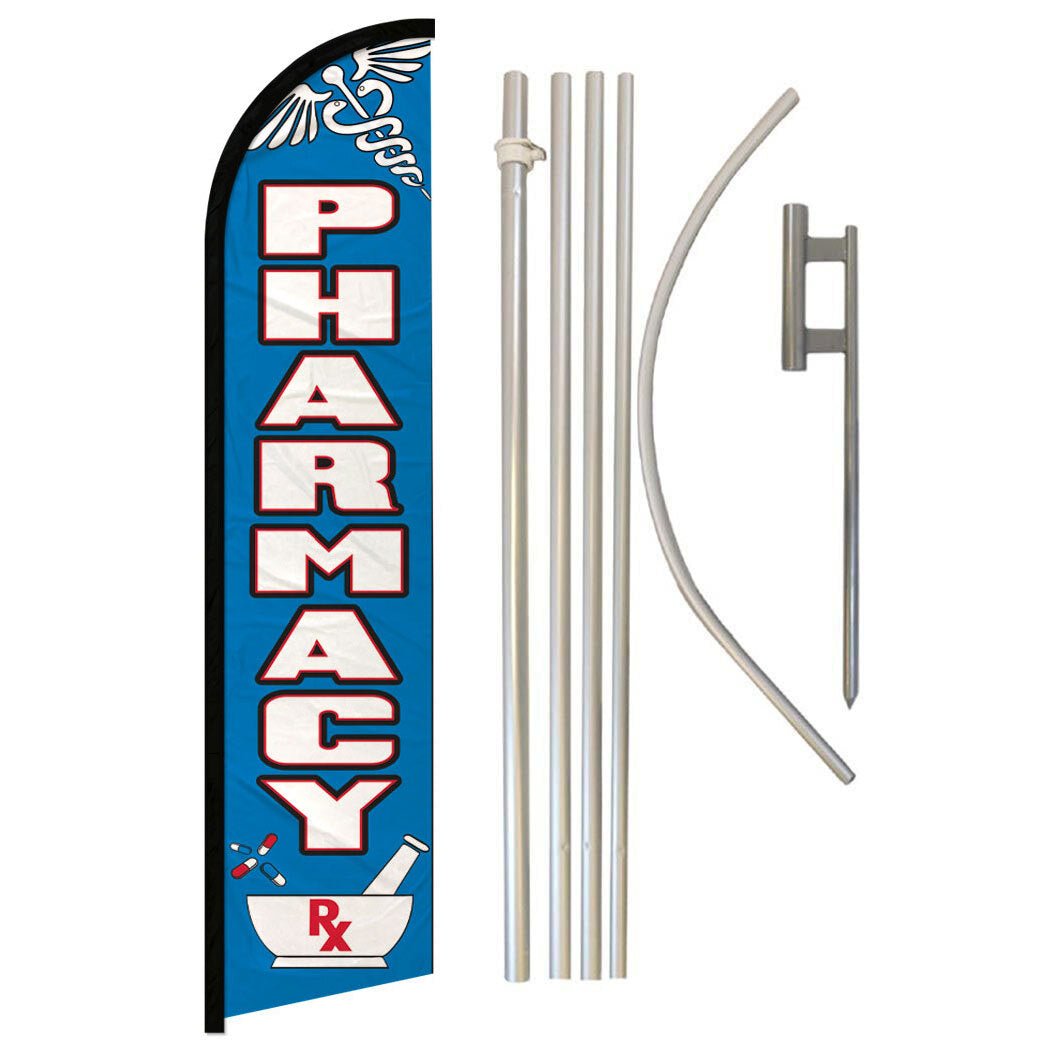 Pharmacy Windless Banner Flag & Pole Kit - Flags Importer