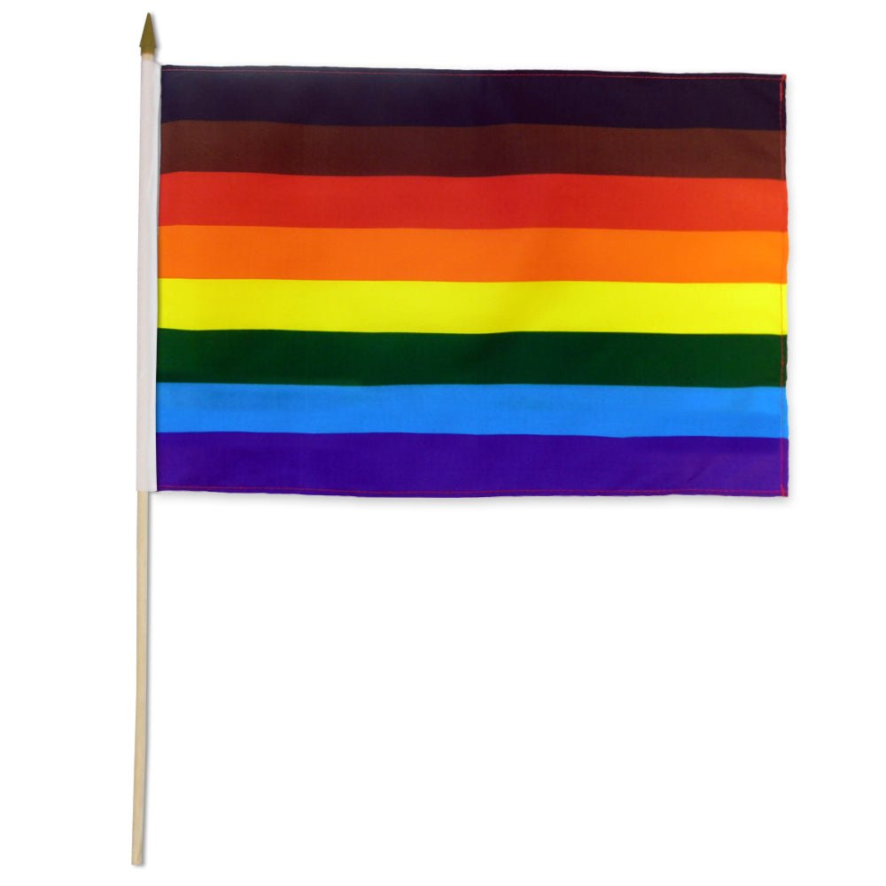 Philly Rainbow 12x18in Stick Flag - Flags Importer