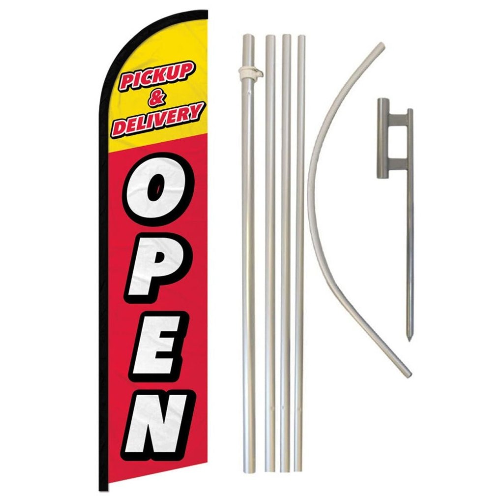 Pickup & Delivery (Open) Windless Banner Flag & Pole Kit - Flags Importer