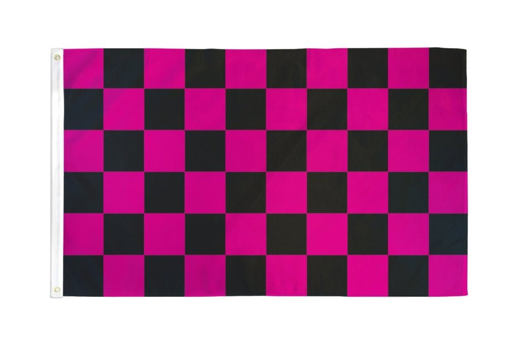 Pink & Black Checkered Flag 2x3ft Poly - Flags Importer