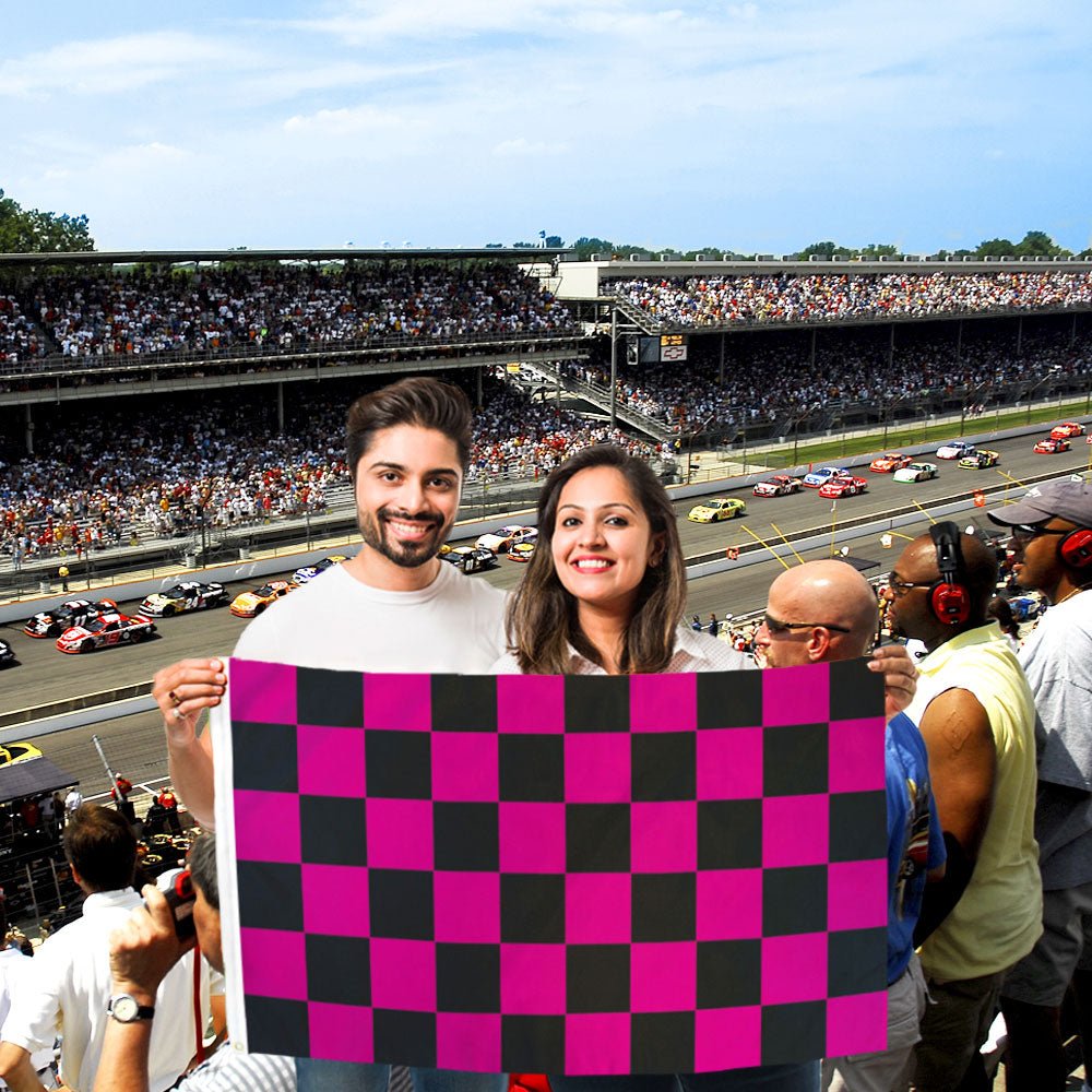 Pink & Black Checkered Flag 2x3ft Poly - Flags Importer