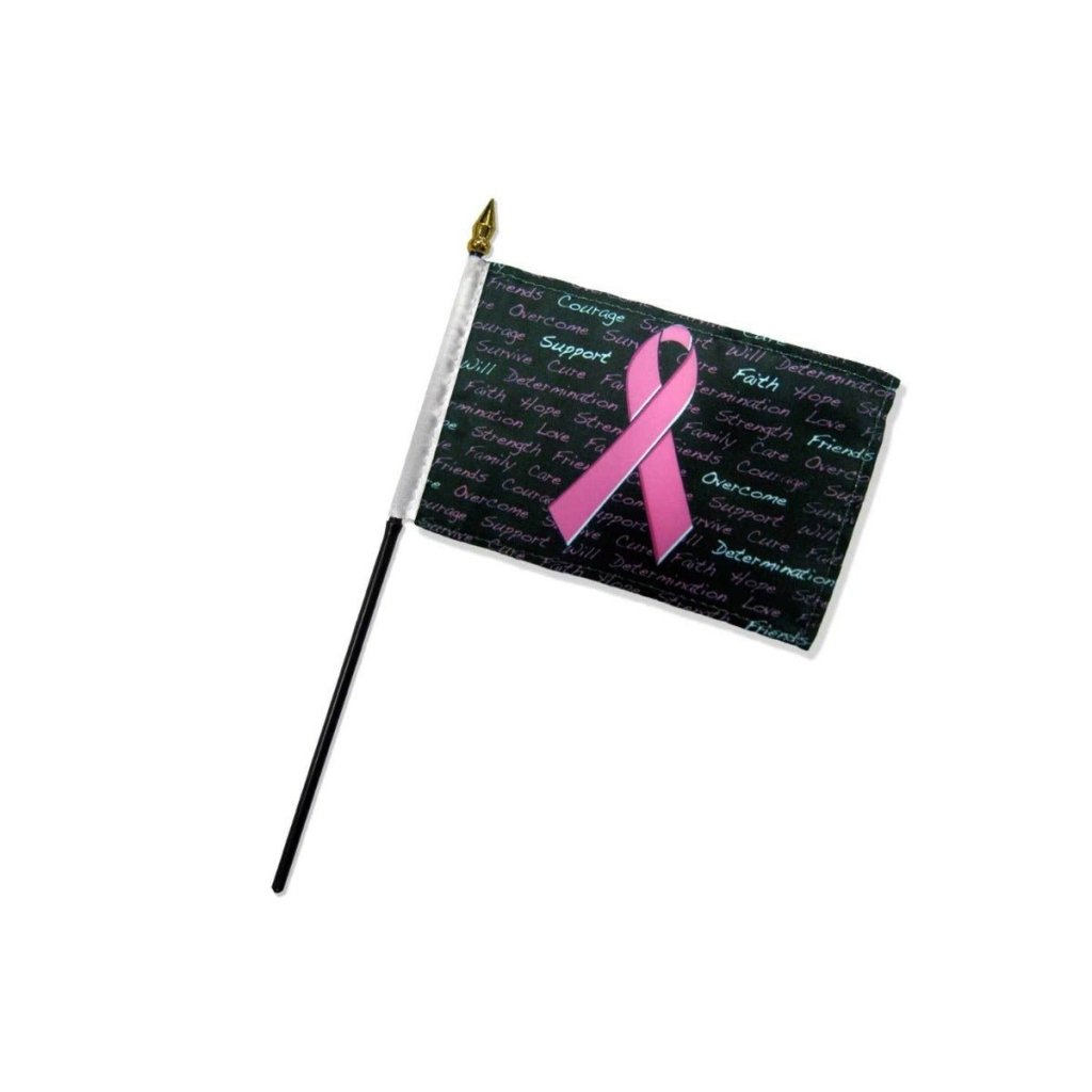 Pink Ribbon (Inscriptions) 4x6in Stick Flag - Flags Importer