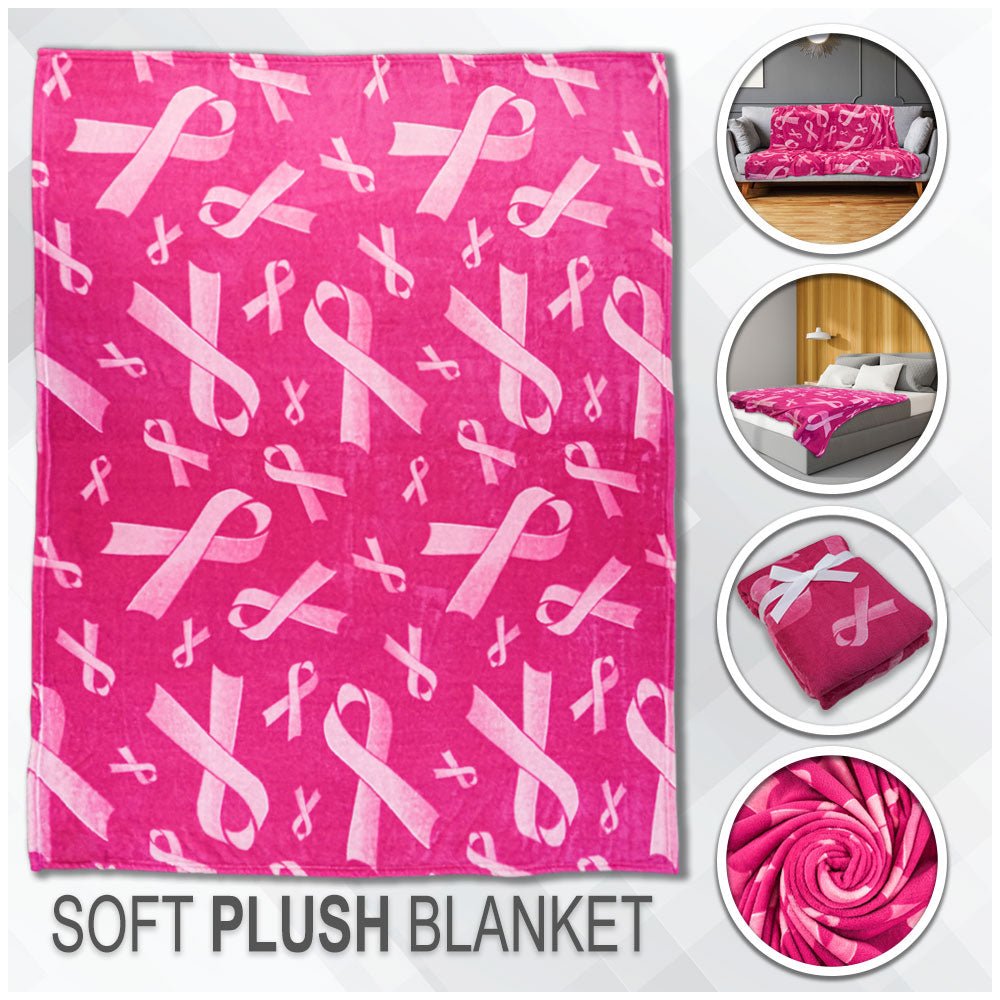 Pink Ribbon (Pink) Soft Plush 50x60in Blanket - Flags Importer