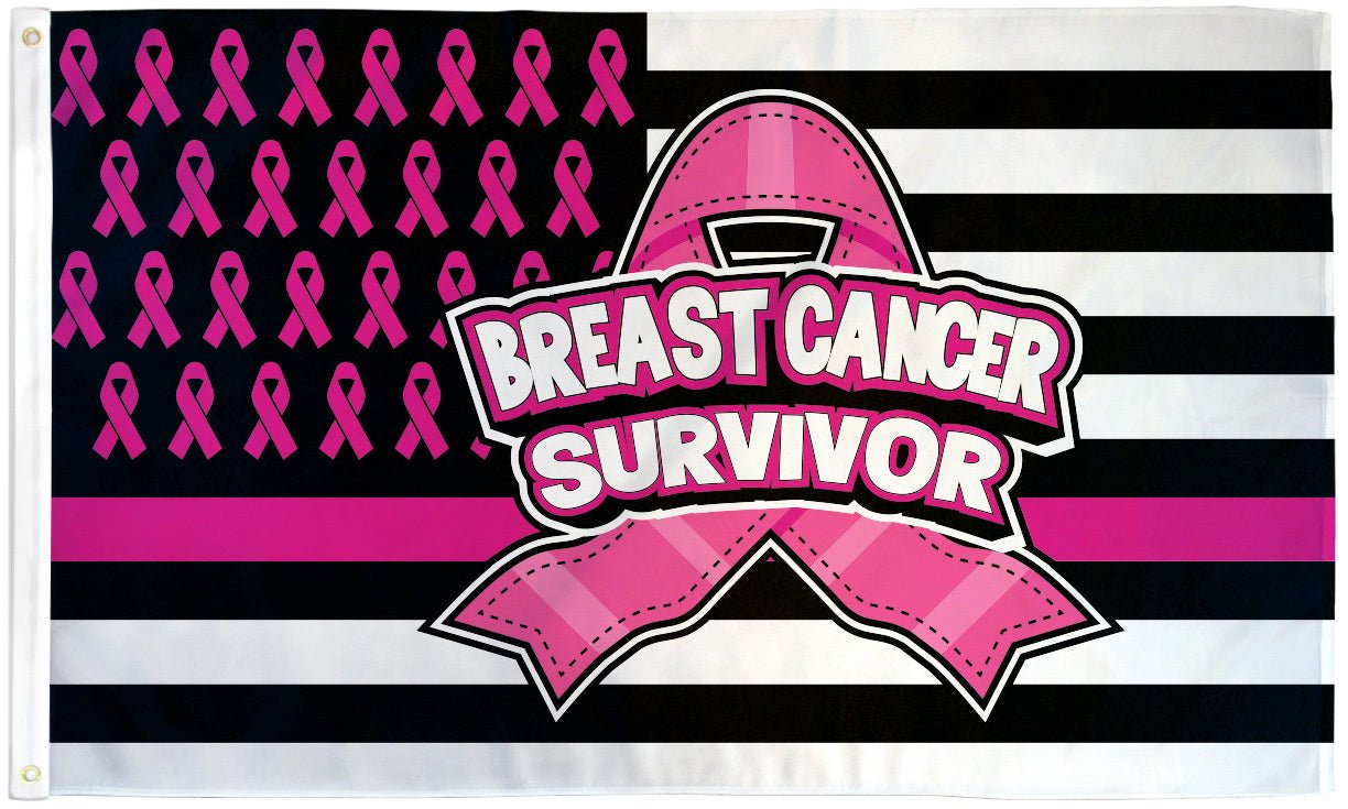 Pink Ribbon (Survivor) Flag 3x5ft Poly - Flags Importer