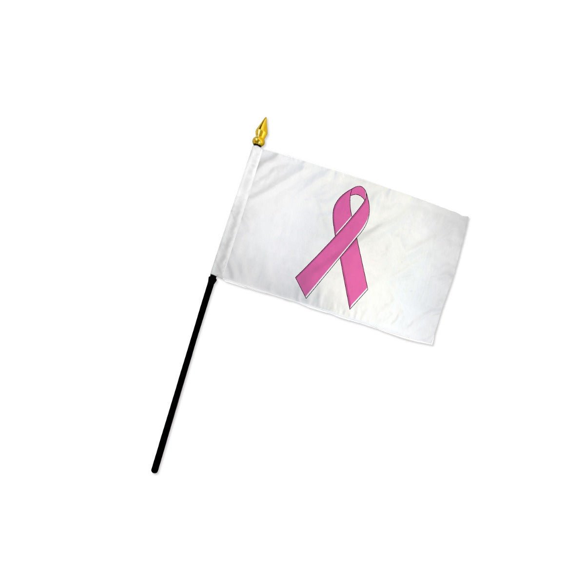 Pink Ribbon (White) 4x6in Stick Flag - Flags Importer