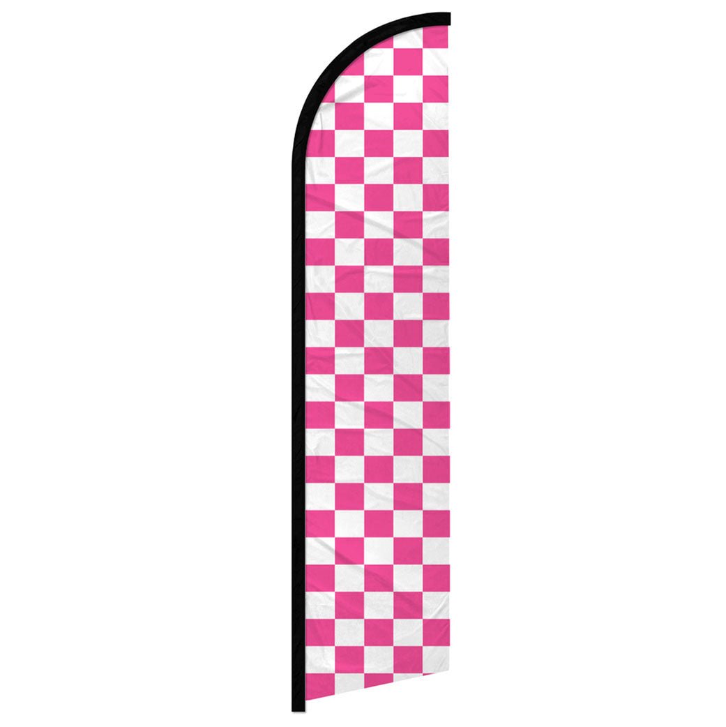 Pink & White Checkered Windless Banner Flag - Flags Importer