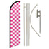 Pink & White Checkered Windless Banner Flag & Pole Kit - Flags Importer