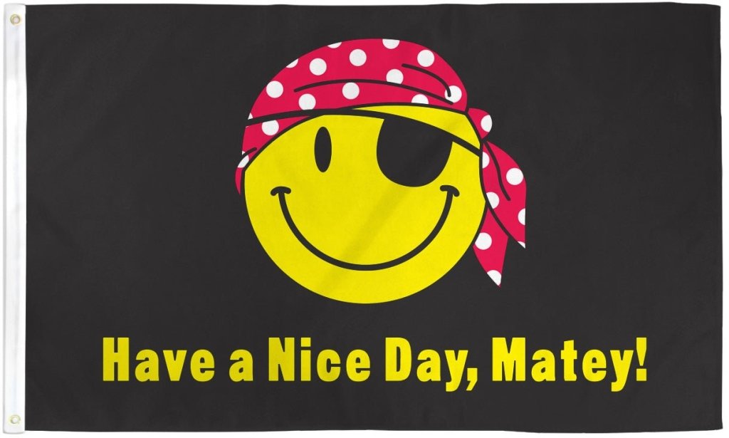 Pirate Happy Face Flag 3x5ft Poly - Flags Importer