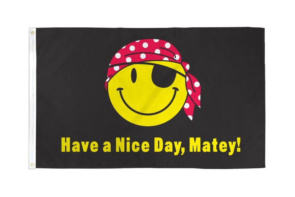 Pirate Happy Face Flag 3x5ft Poly - Flags Importer