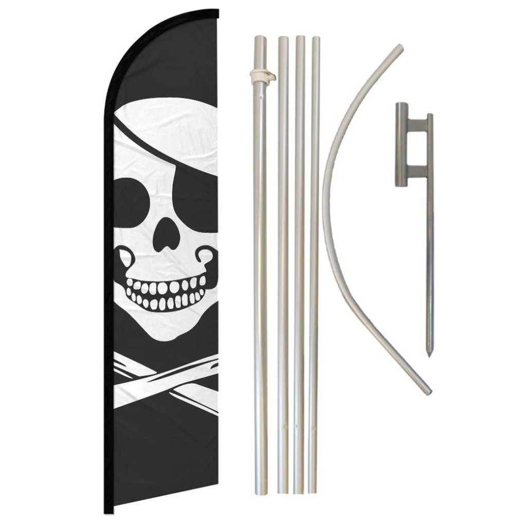 Pirate Windless Banner Flag & Pole Kit - Flags Importer