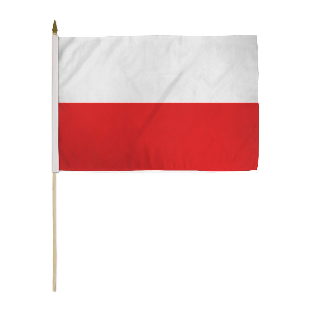 Poland 12x18in Stick Flag - Flags Importer