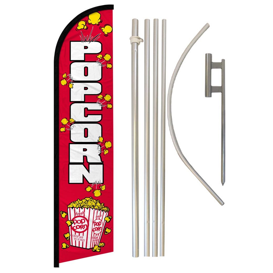 Popcorn Windless Banner Flag & Pole Kit - Flags Importer