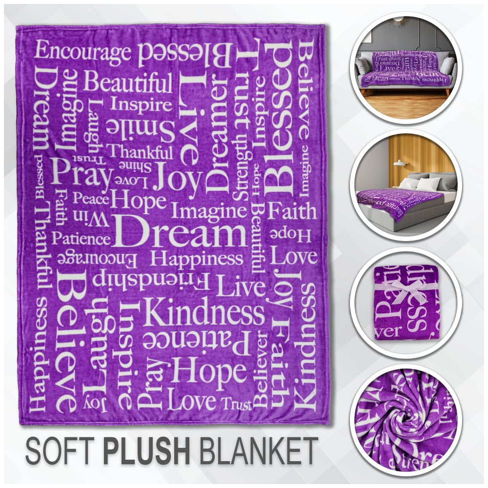 Positive Message (Purple) Soft Plush 50x60in Blanket - Flags Importer