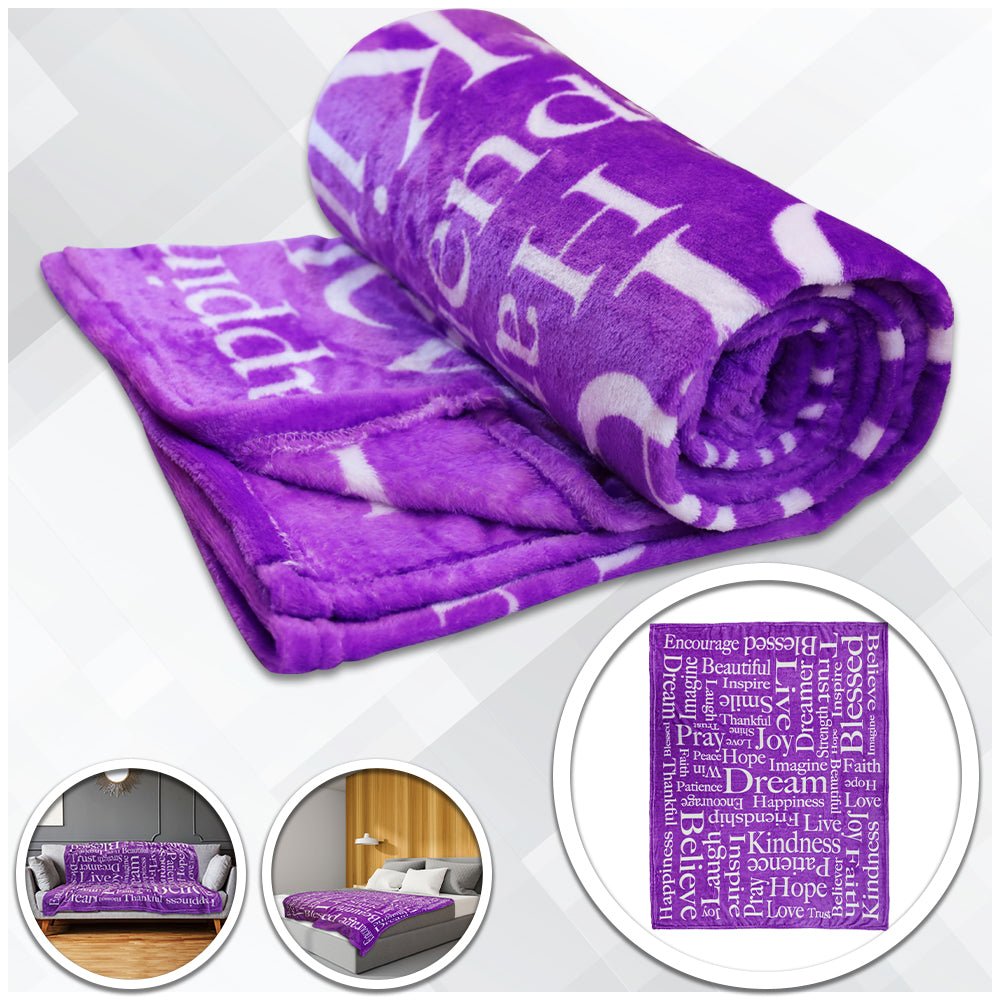 Positive Message (Purple) Soft Plush 50x60in Blanket - Flags Importer