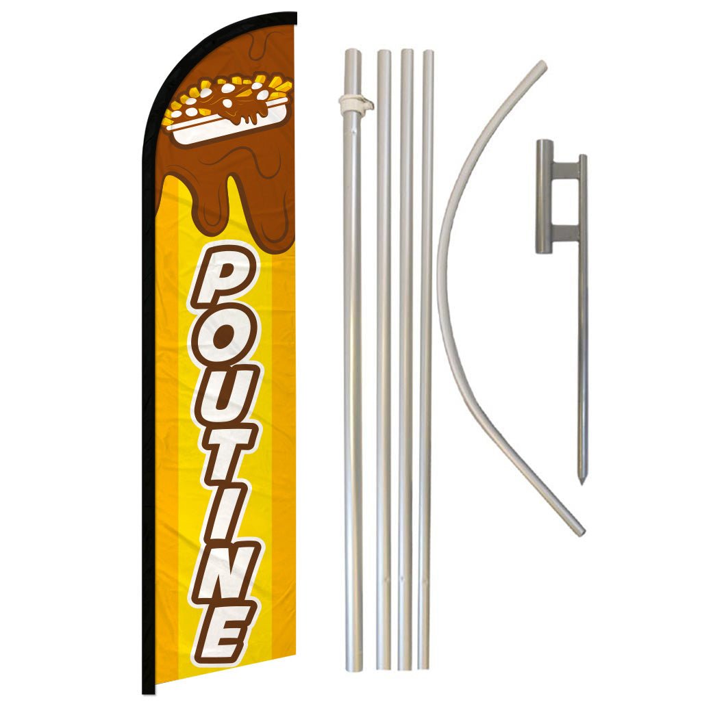 Poutine Windless Banner Flag & Pole Kit - Flags Importer