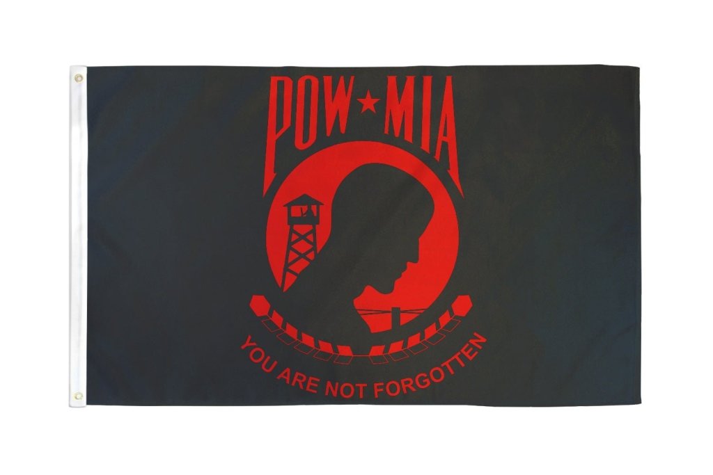 POW - MIA (Red) Flag 3x5ft Poly - Flags Importer