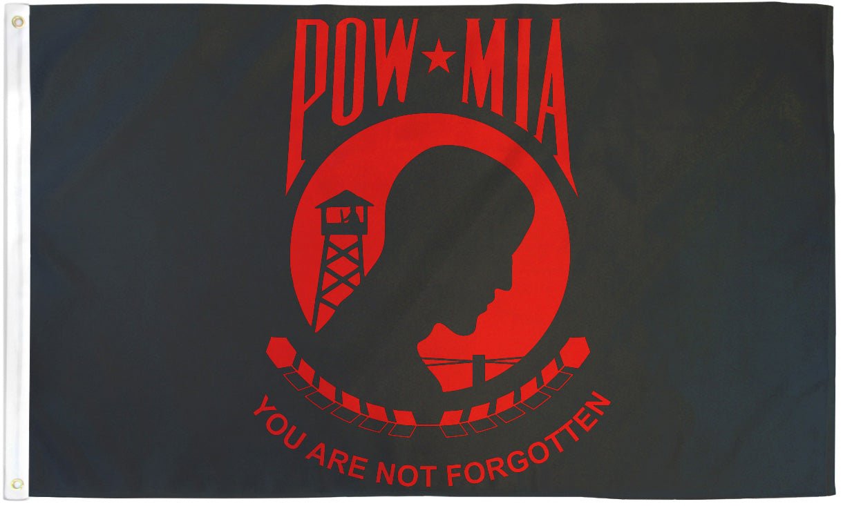 POW - MIA (Red) Flag 3x5ft Poly - Flags Importer