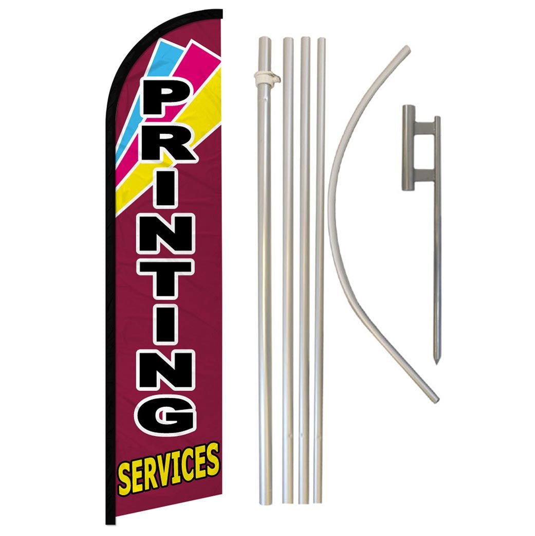 Printing Services Windless Banner Flag & Pole Kit - Flags Importer