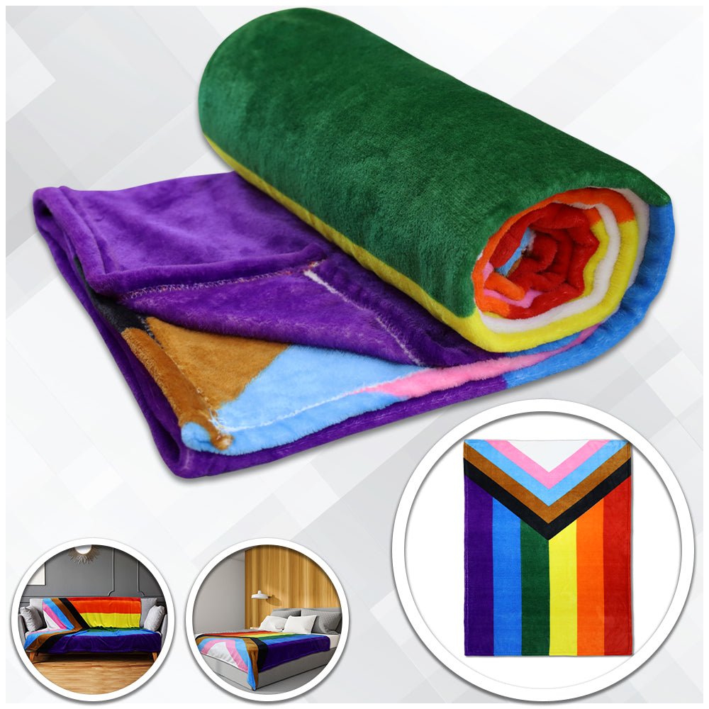 Progress Pride Soft Plush 50x60in Blanket - Flags Importer