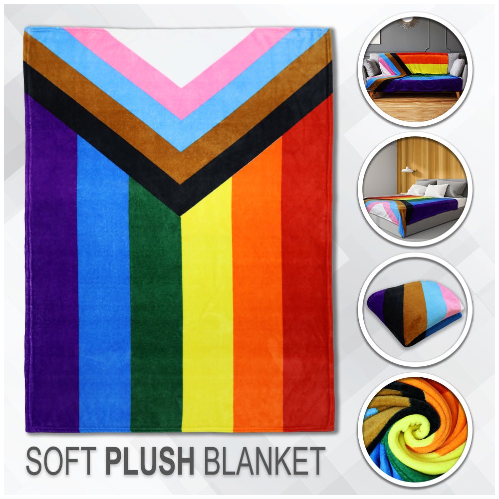 Progress Pride Soft Plush 50x60in Blanket - Flags Importer