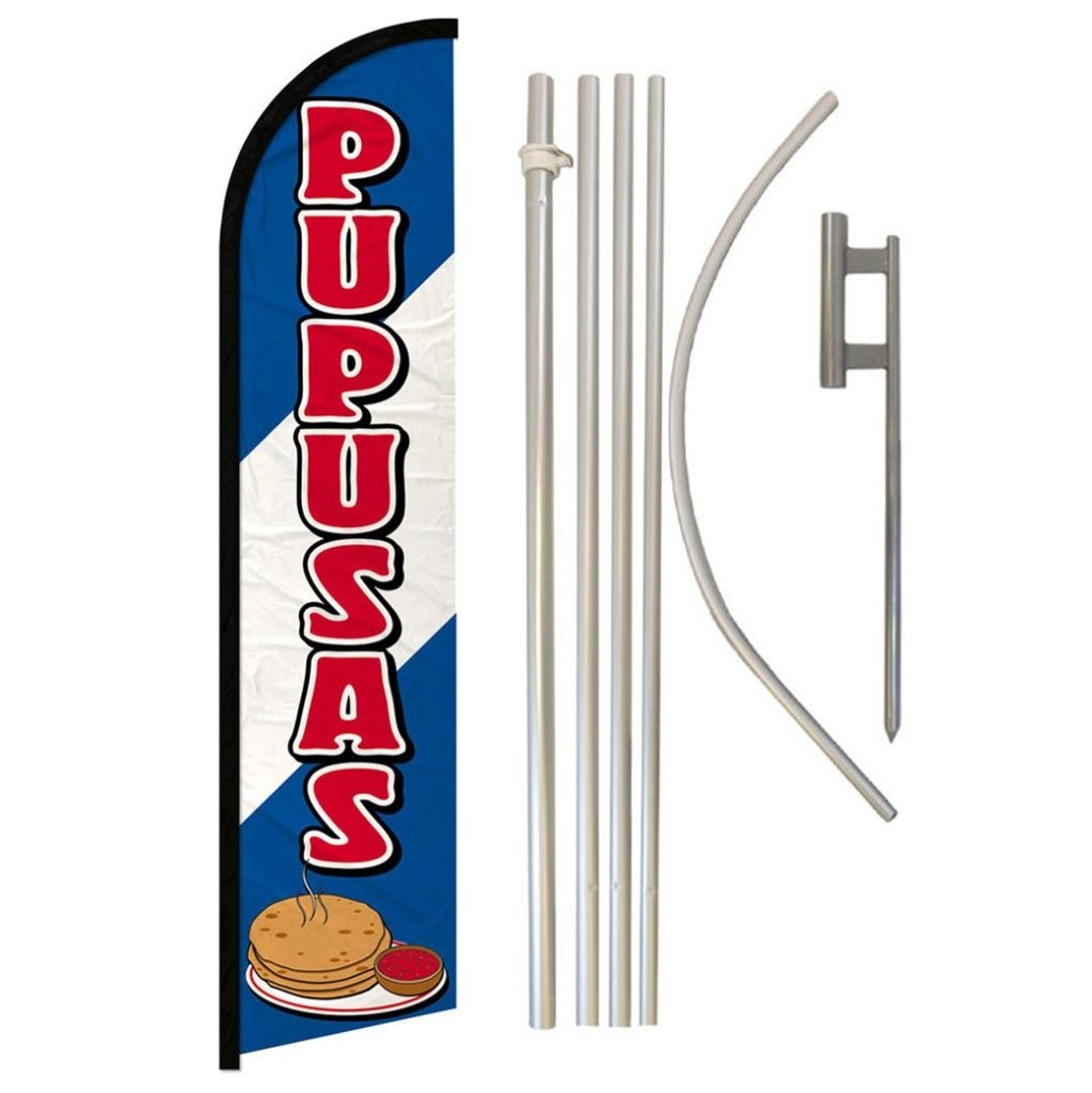 Pupusas Windless Banner Flag & Pole Kit - Flags Importer