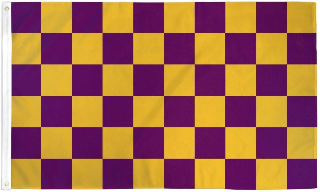 Purple & Gold Checkered Flag 3x5ft Poly - Flags Importer