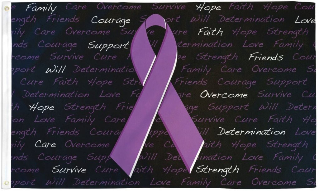 Purple Ribbon (Inscriptions) Flag 3x5ft Poly - Flags Importer