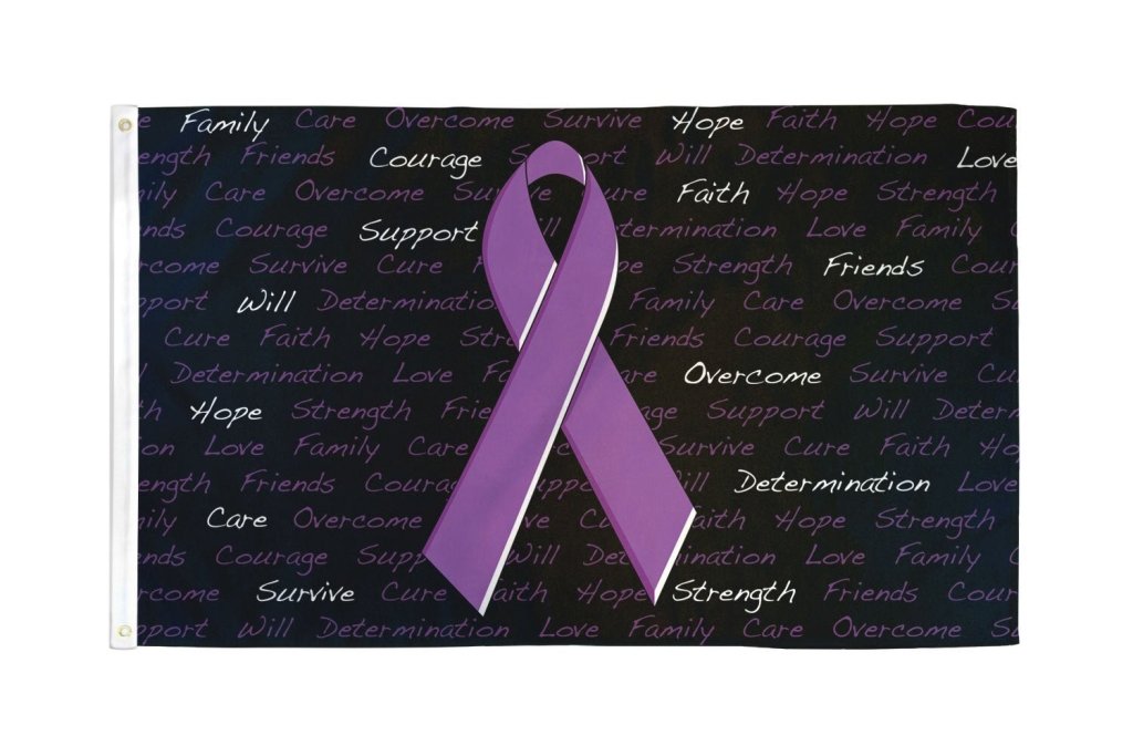 Purple Ribbon (Inscriptions) Flag 3x5ft Poly - Flags Importer