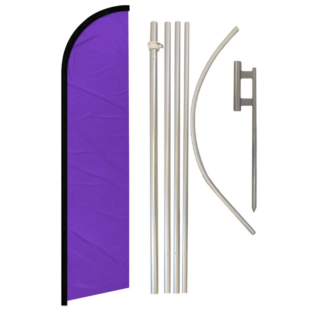 Purple Solid Color Windless Banner Flag & Pole Kit - Flags Importer