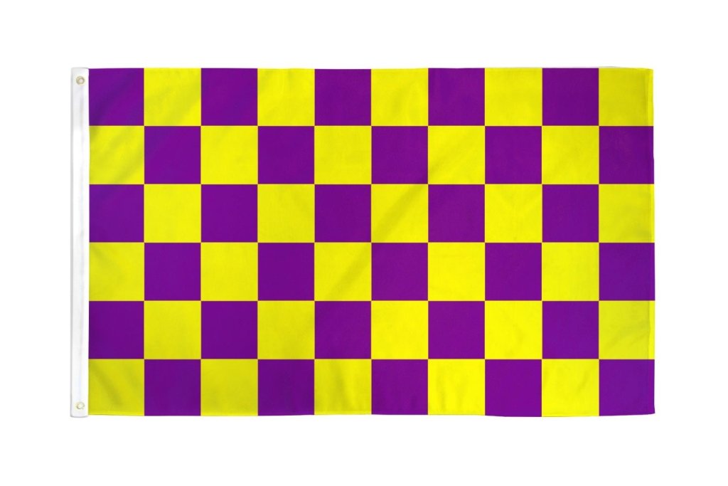 Purple & Yellow Checkered Flag 3x5ft Poly - Flags Importer