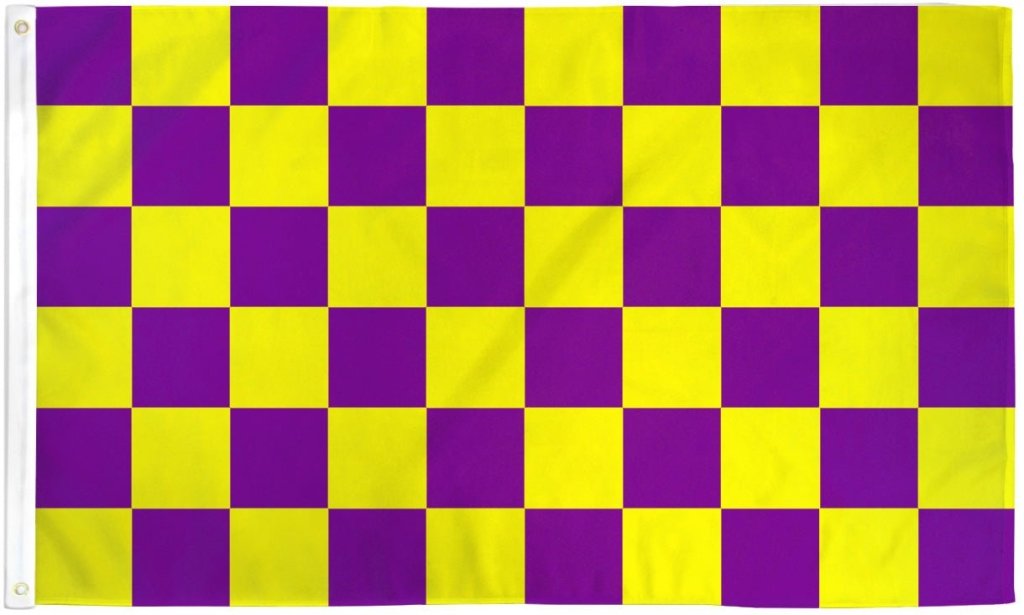 Purple & Yellow Checkered Flag 3x5ft Poly - Flags Importer