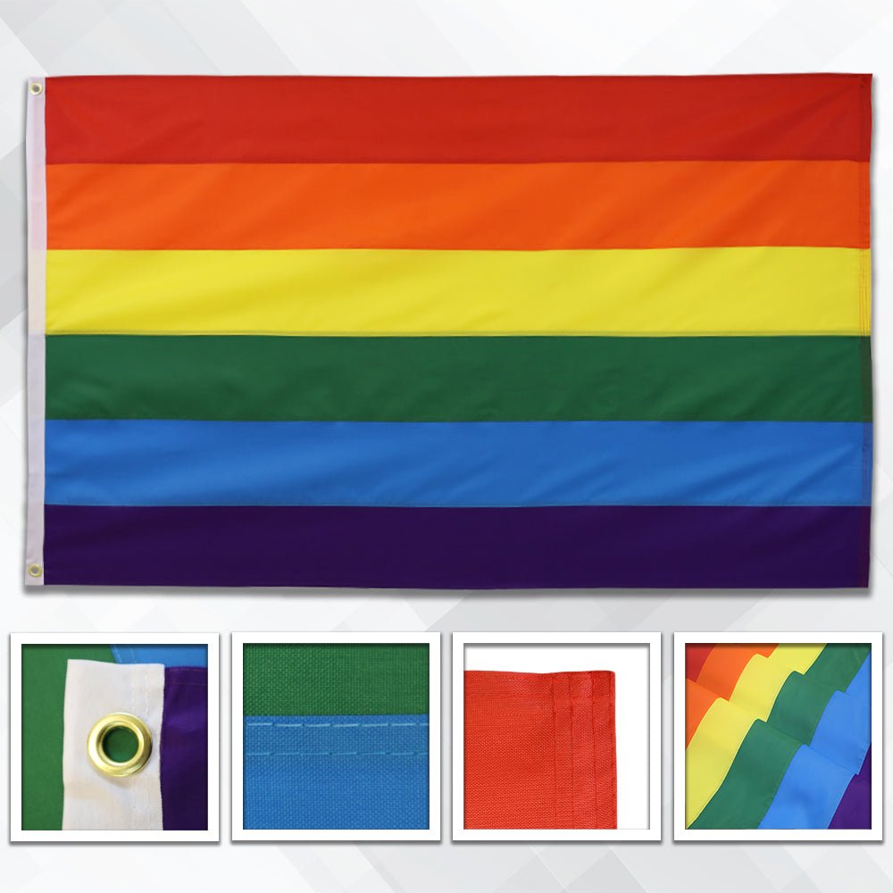 Rainbow Embroidered Flag 3x5ft - Flags Importer