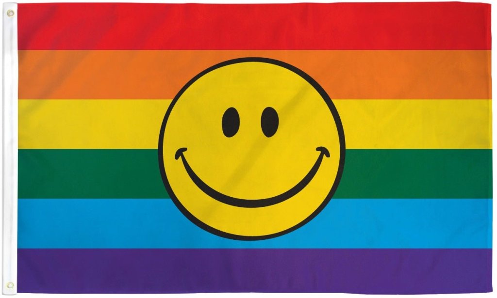 Rainbow Happy Face Flag 3x5ft Poly - Flags Importer