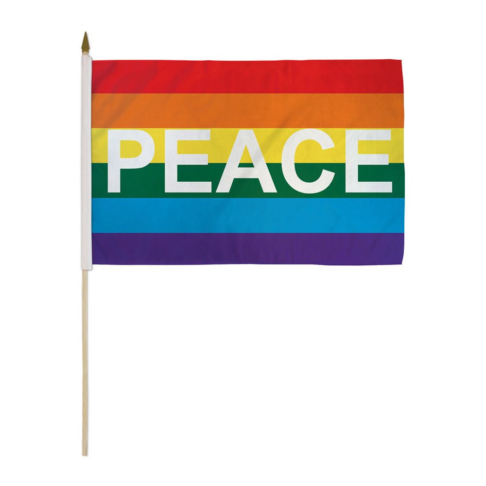 Rainbow Peace Letters 12x18in Stick Flag - Flags Importer