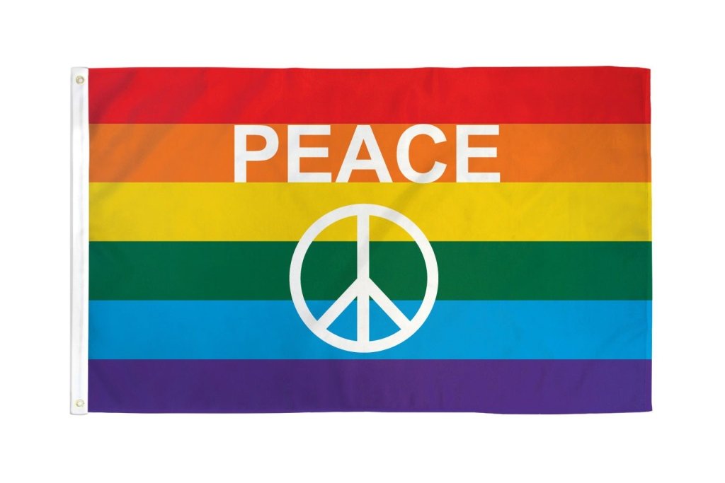 Rainbow Peace Sign Flag 3x5ft Poly - Flags Importer