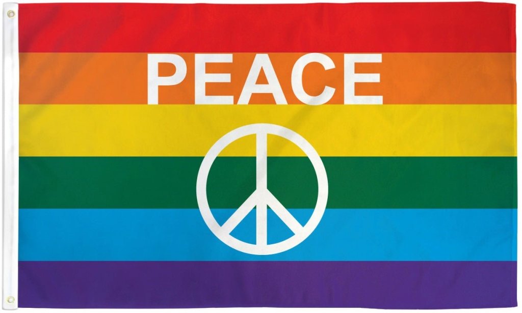 Rainbow Peace Sign Flag 3x5ft Poly - Flags Importer