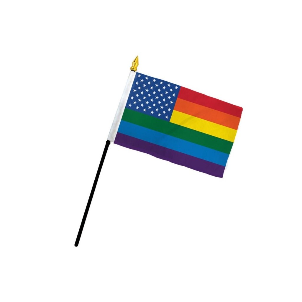 Rainbow US Stars 4x6in Stick Flag - Flags Importer