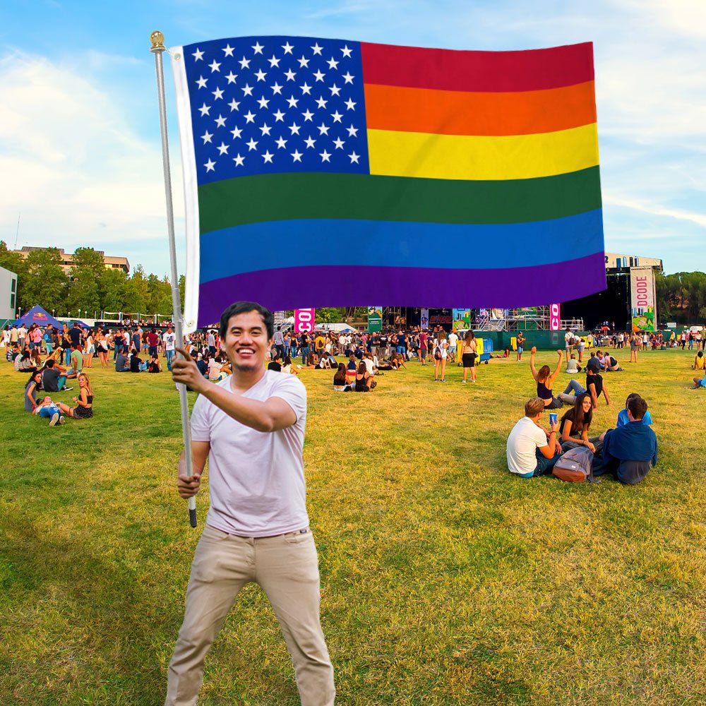 Rainbow US Stars Flag 3x5ft Poly - Flags Importer